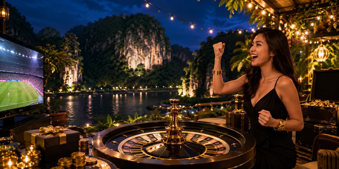 Meja roulette bergaya Ipoh dengan suasana hiburan kasino dalam talian