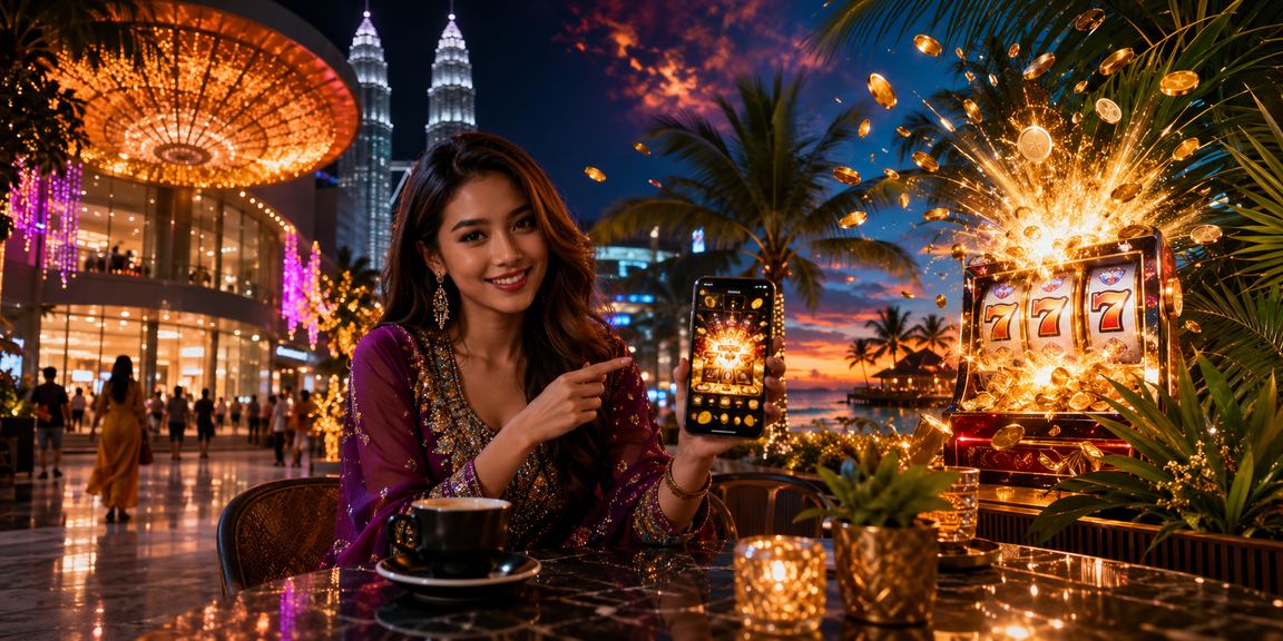 Mesin slot bertema moden dengan paparan warna-warni di Kuala Lumpur